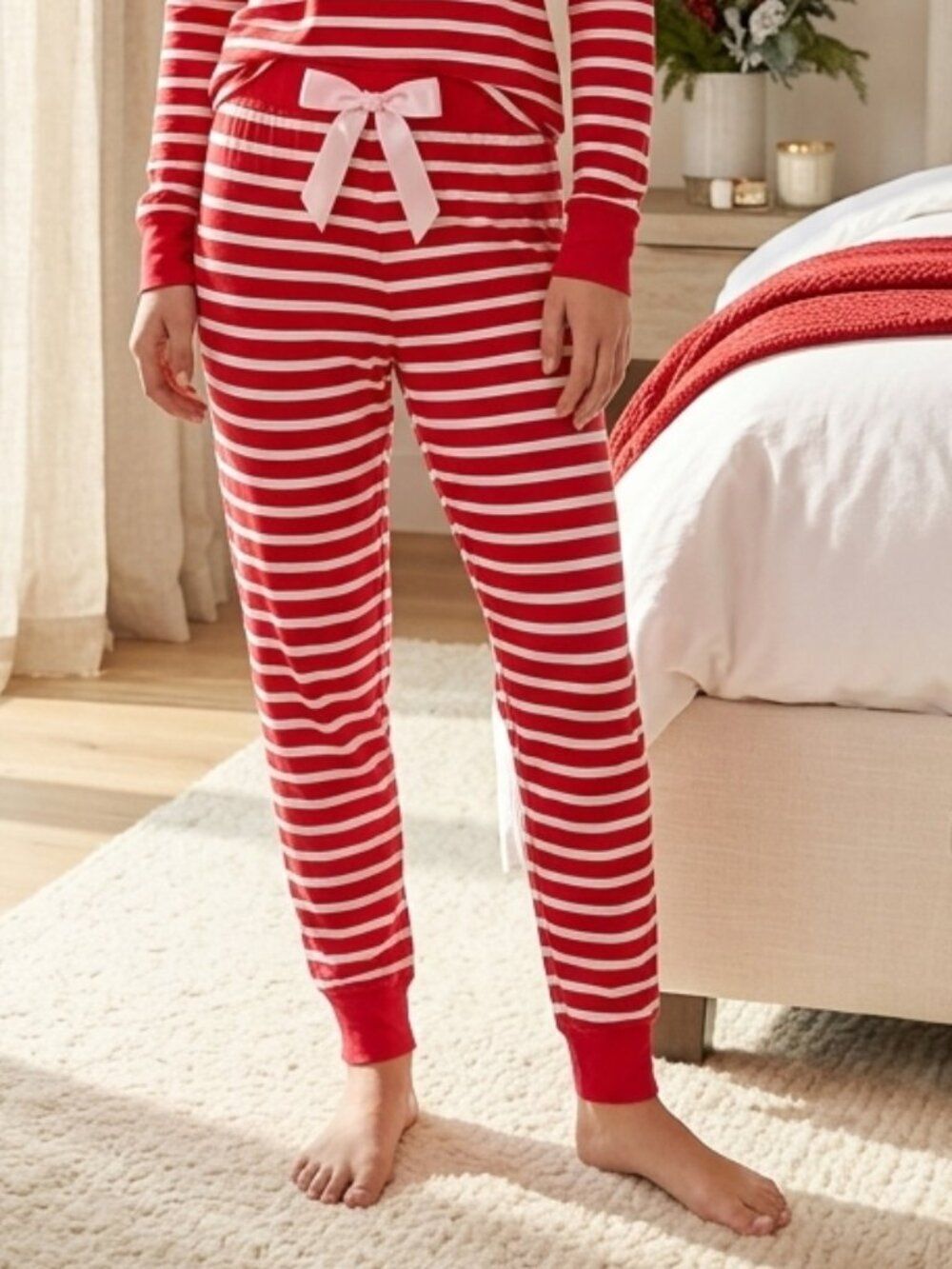 Jordann Red and White Striped Lounge Pants Size X/2X